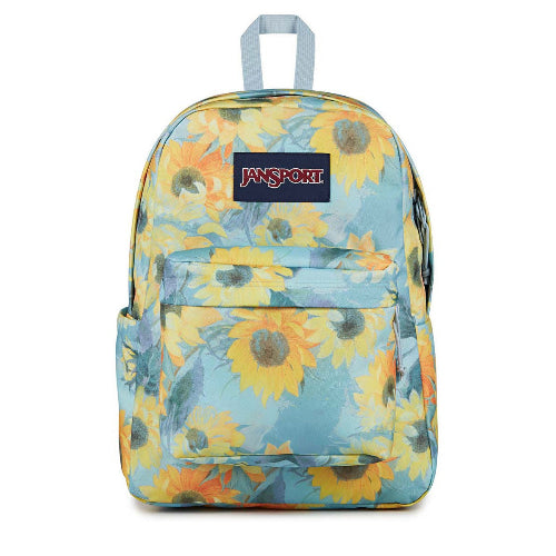 jansport backpack sunflowers yelloow JanSport Superbreak Plus Surreal Sunflowers Blue Dusk – Janbells