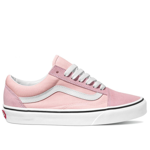 White vans 2025 pink sole