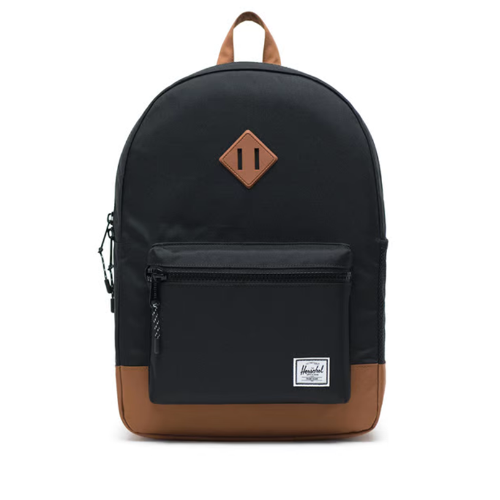 Herschel Heritage Youth XL Black/Saddle Brown 22L